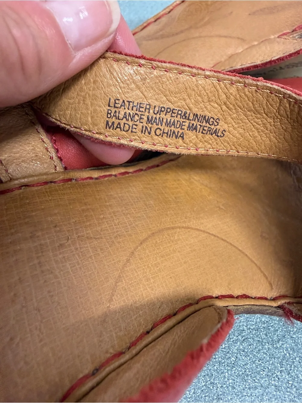 Born Red Leather Wedge Sandals Women’s 8